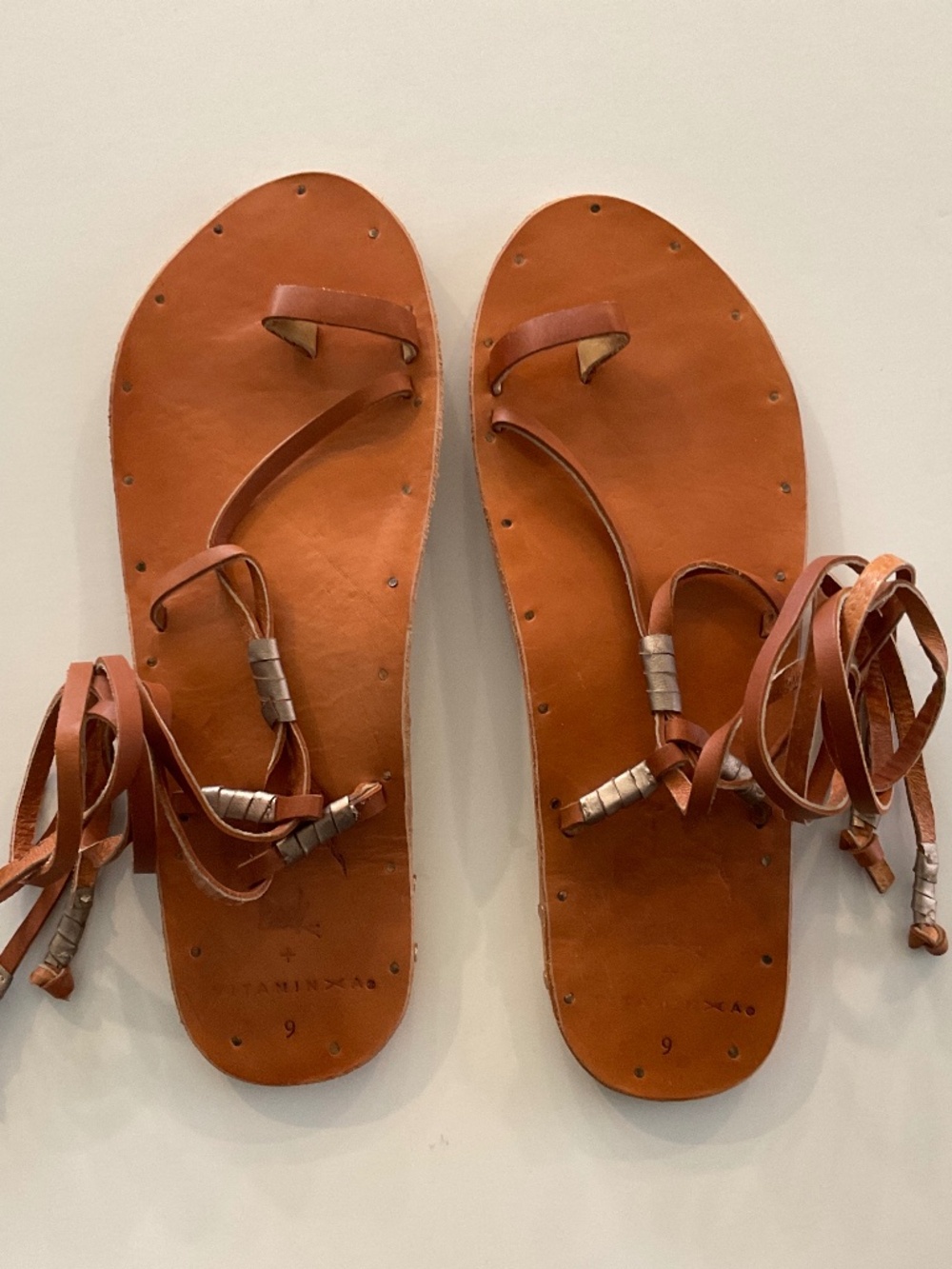 VITAMIN A + BEEK Gladiator Ankle/Leg Wrap Sandal Tan Size 9 - Picture 5 of 7